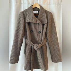Calvin Klein Brown Textured Women's Coat Sz 2